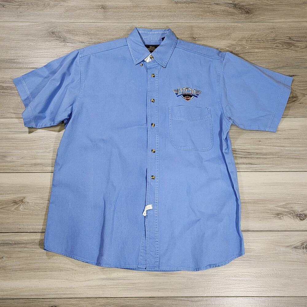 Blue Generation Shirt Men's Medium Blue Adamec Harley Davidson Short Sleeve